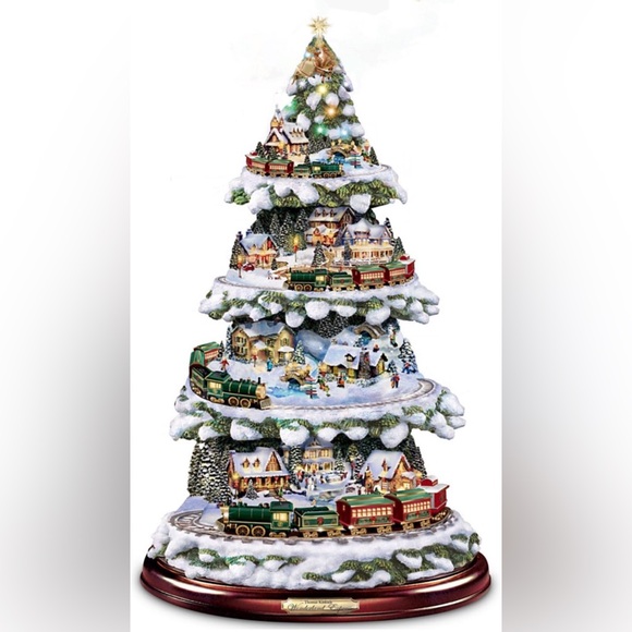 The Bradford Exchange Other - Thomas Kinkade Wonderland Express Christmas Tabletop Tree and Moving Trains